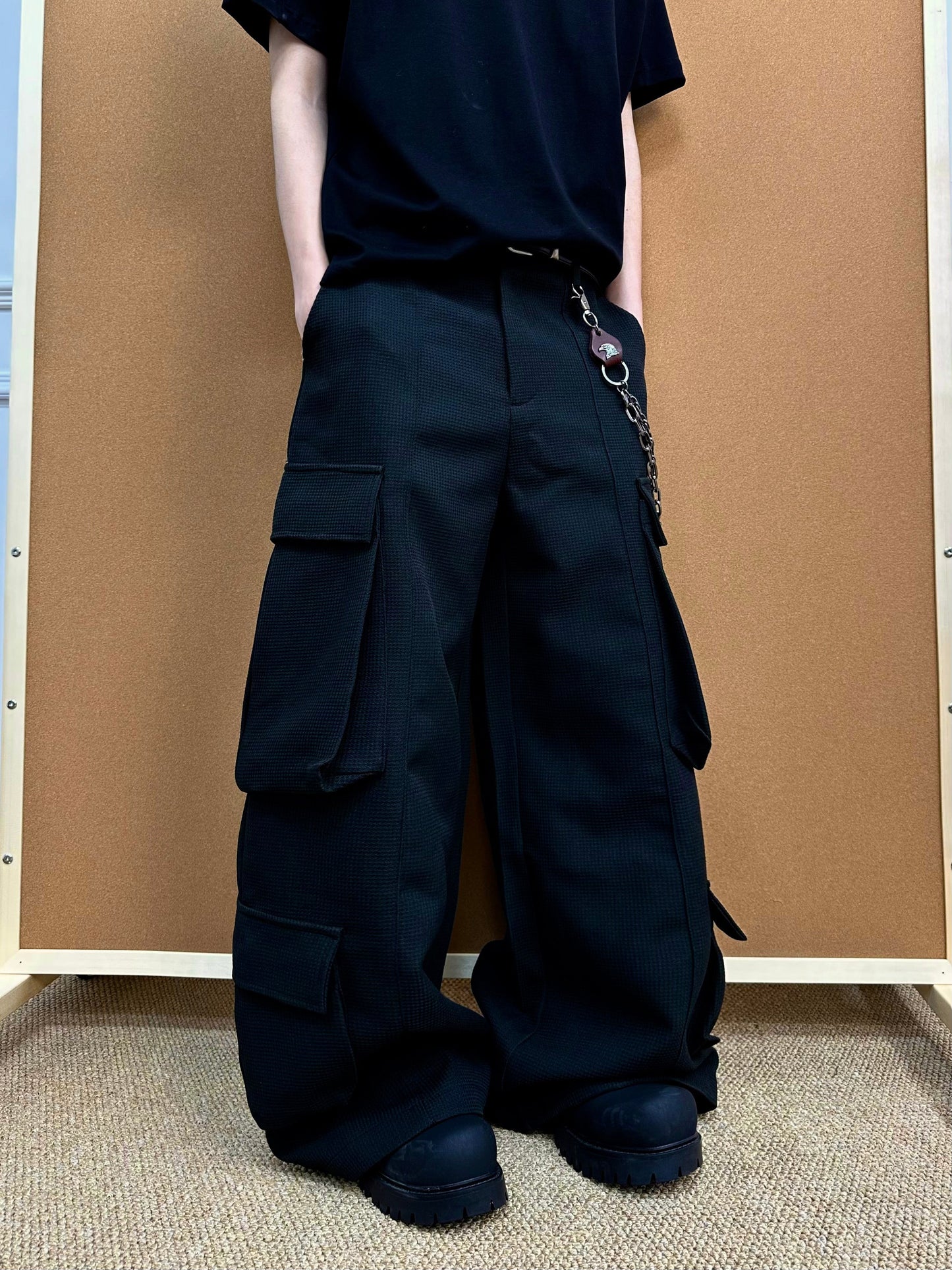 Unisex Multi-Pocket Wide Cargo Pants