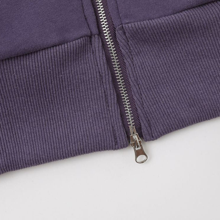 Beaded Zipper Graphic Hoodie