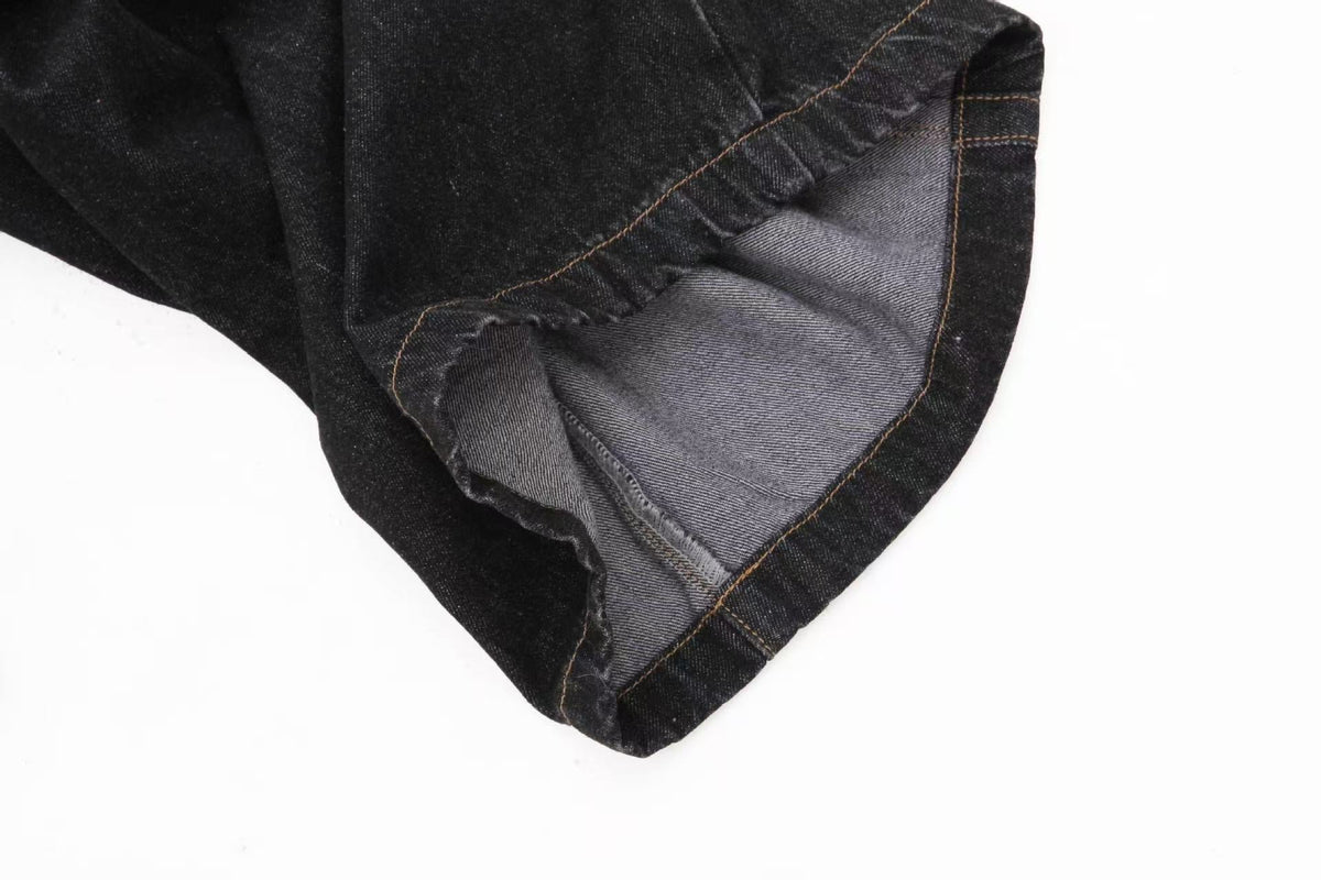 Vintage Washed Detachable Plaid Bandana Wide-Leg Jorts - OMYGOODS