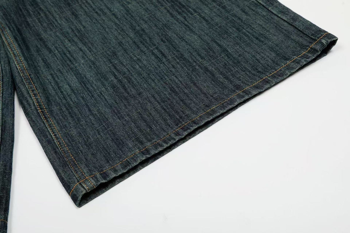 Vintage Washed Wide-Leg Denim Jorts - OMYGOODS