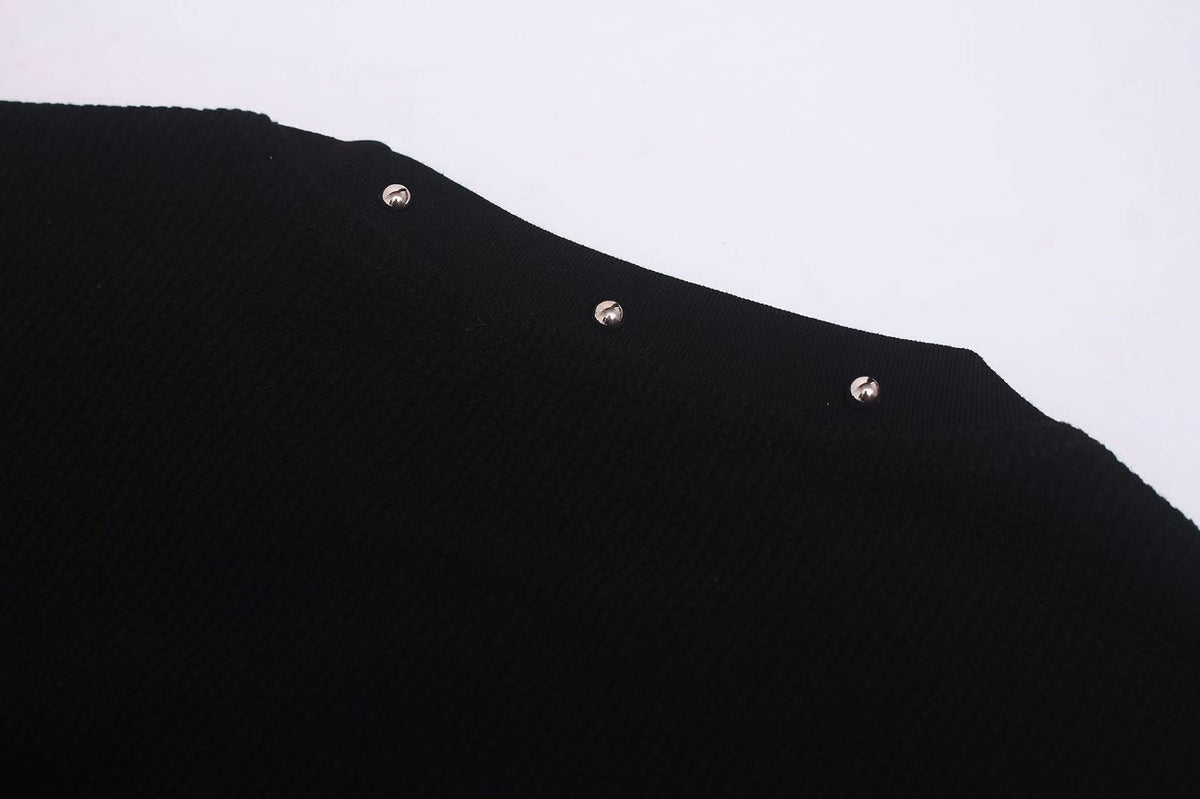 Streetwear Letter Print Waffle Knit Long Sleeve - OMYGOODS