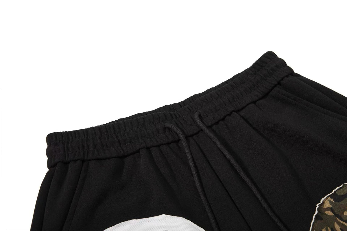 Streetwear Camo Patchwork Letter Number Graphic Baggy Wide-Leg Sweatpants - OMYGOODS
