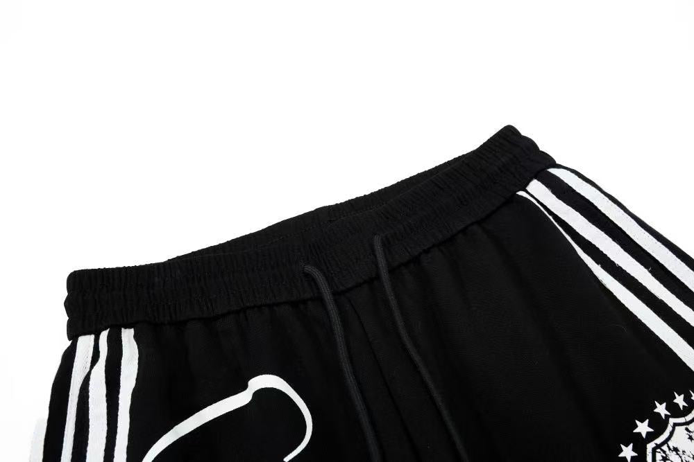Cursive Script Side Stripe Wide-Leg Sweatpants - OMYGOODS