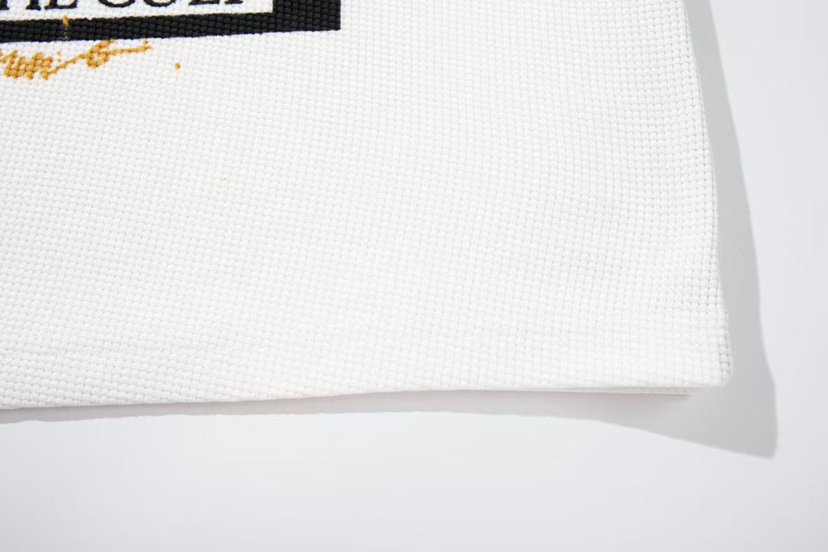 Raglan Band Poster Waffle Knit Long Sleeve - OMYGOODS
