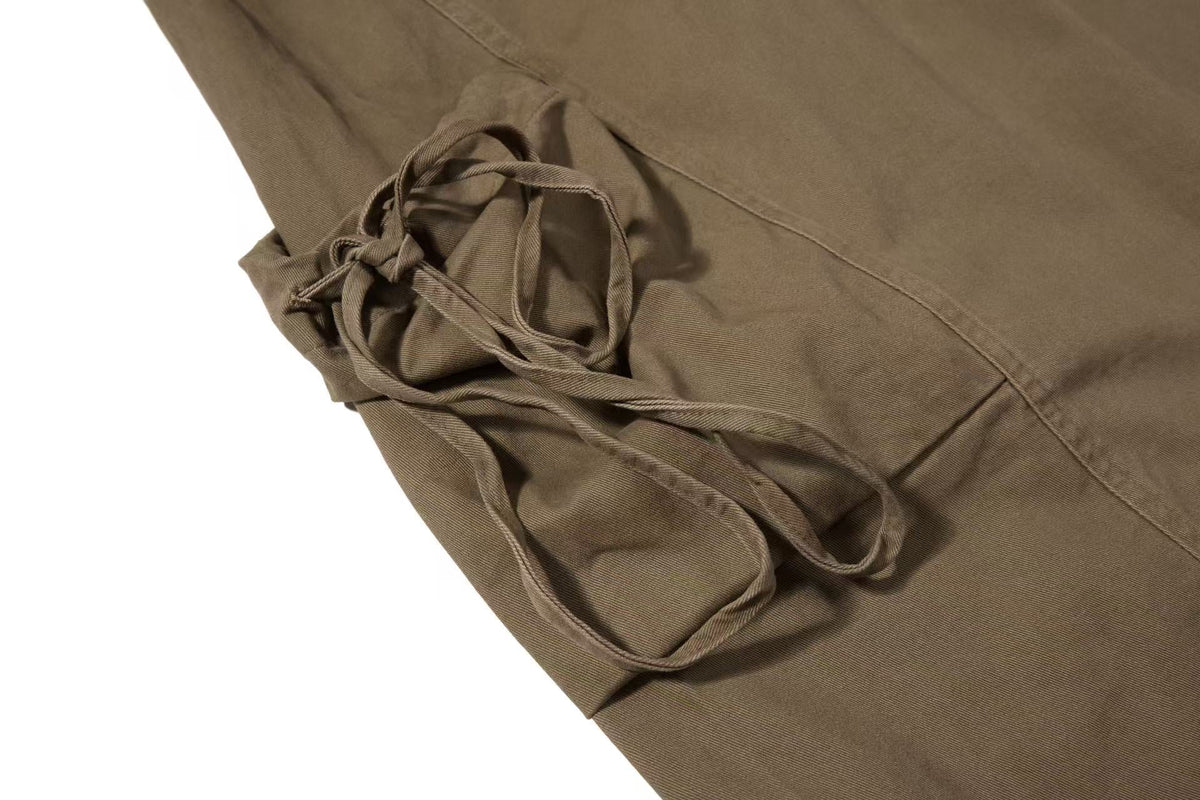 Vintage Baggy Wide Leg Lace-up Pocket Cargo Pants - OMYGOODS