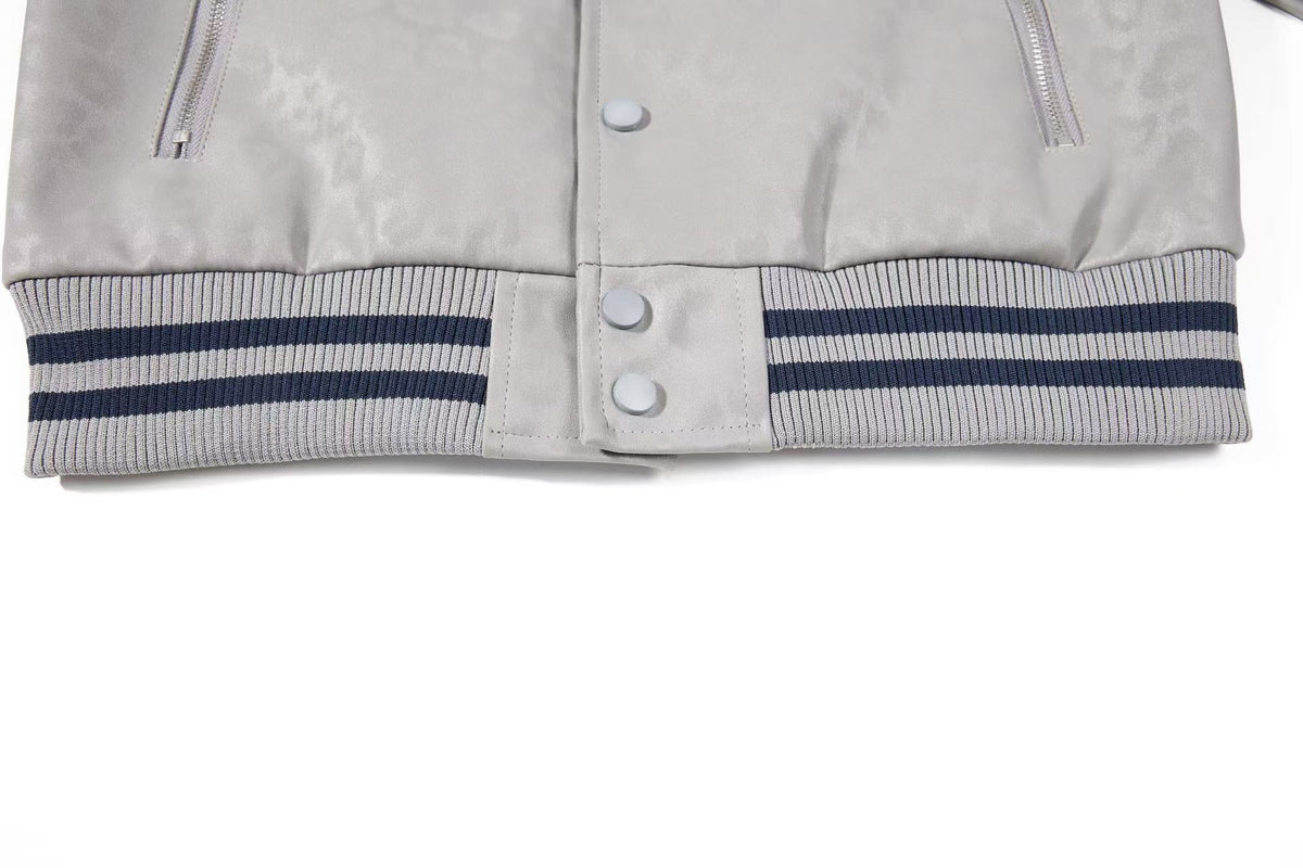 Cropped Leopard Print Flag Embroidery Varsity Jacket - OMYGOODS