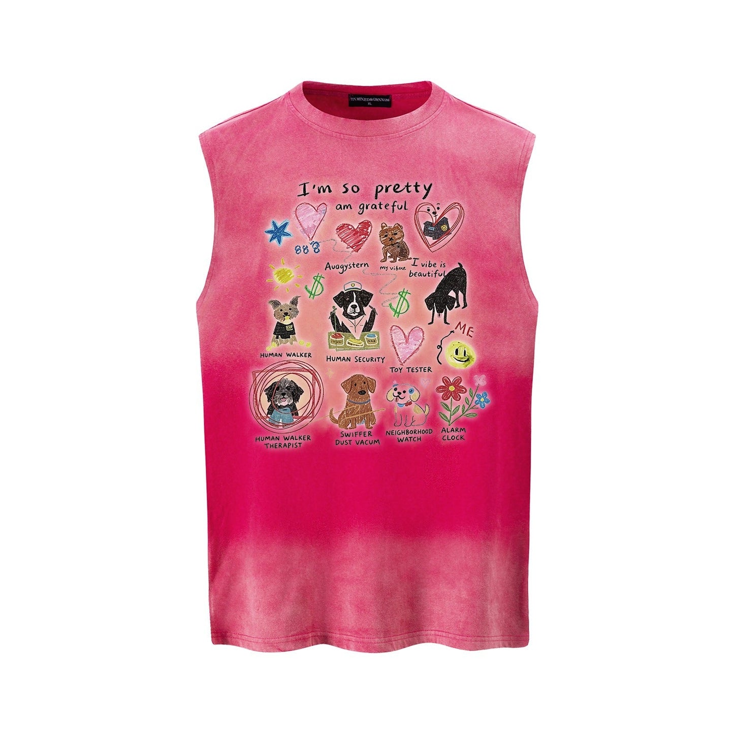 Different dog graffiti vests