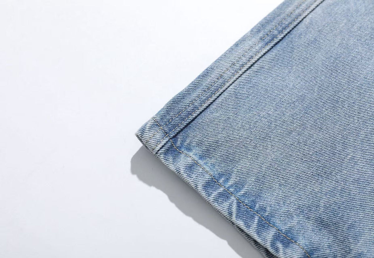 Washed Denim Knee-Length Jorts - OMYGOODS