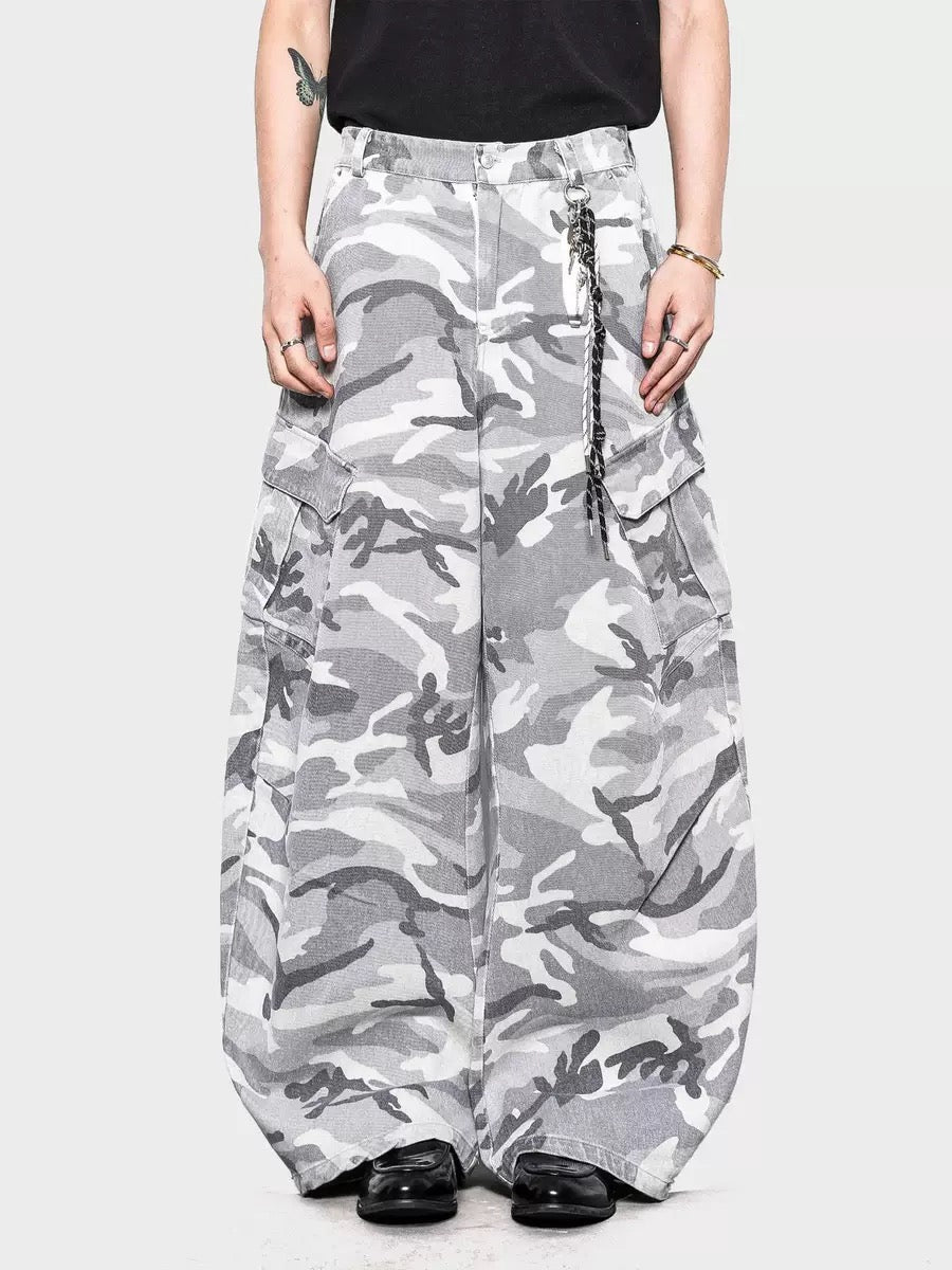 Snow Camo Wide-Leg Cargo Pants - OMYGOODS