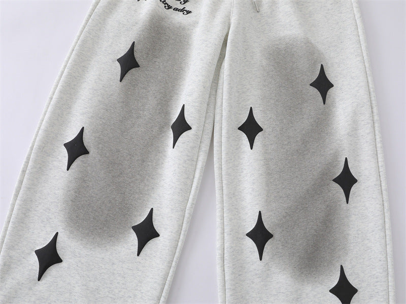 Spray Paint Star Print Distressed Sweatpants - OMYGOODS