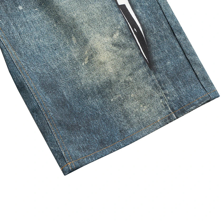 Distressed Graphic Print Shorts