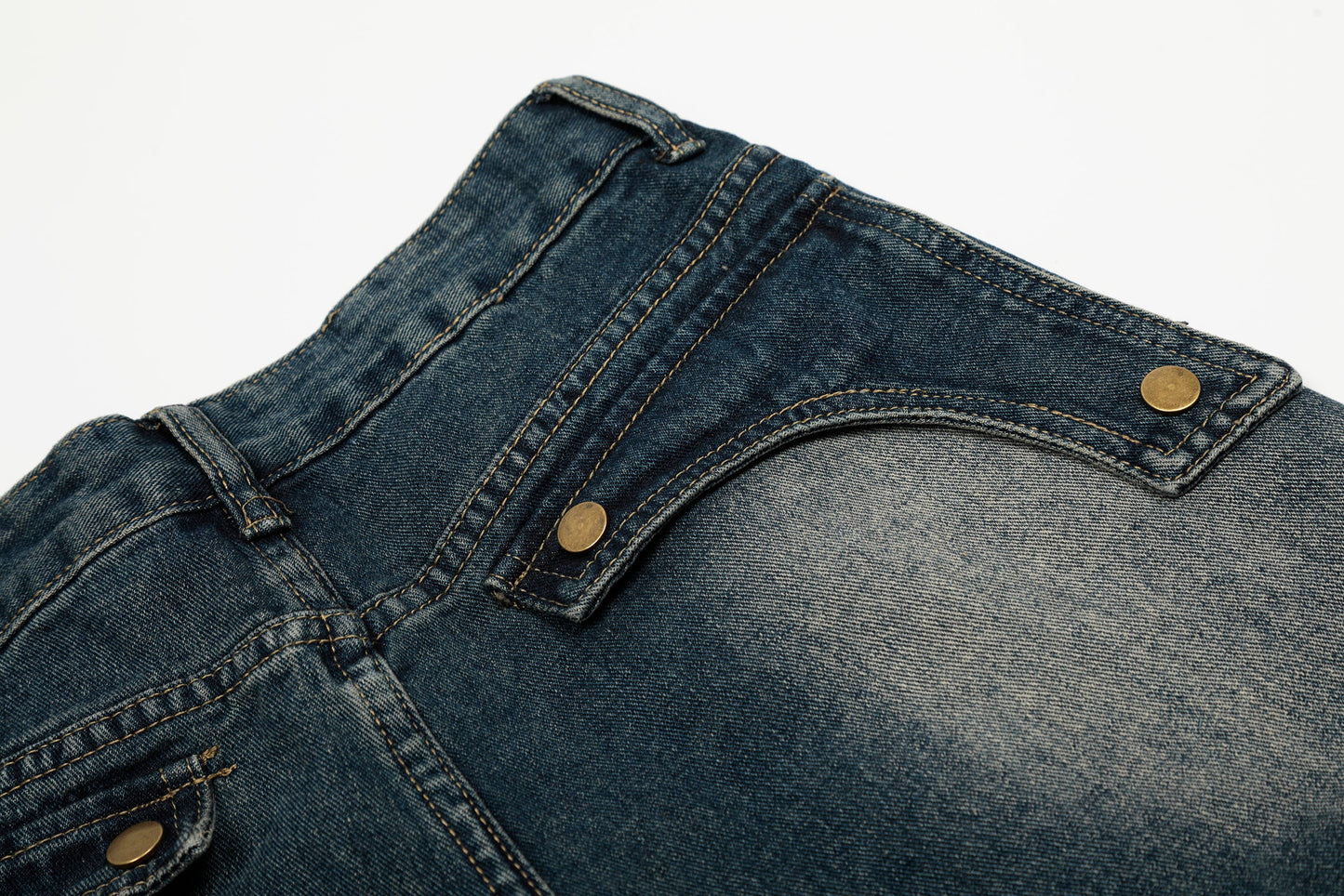 Vintage Embroidered Washed Raw-Edge Graffiti Scimitar Jeans