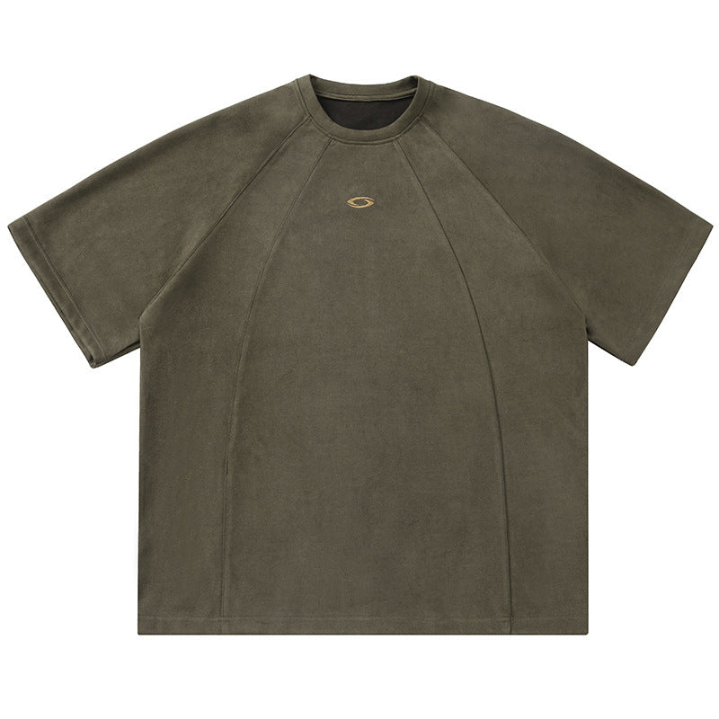 Suede Panel Raglan T-Shirt