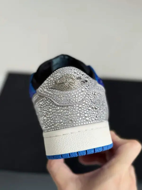 Air Jordan 1 Low “Royal Bling” Royal Blue & Silver rhinestones - OMYGOODS