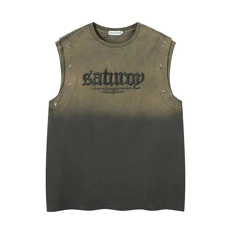 Vintage Gradient Studded Vest for Unisex