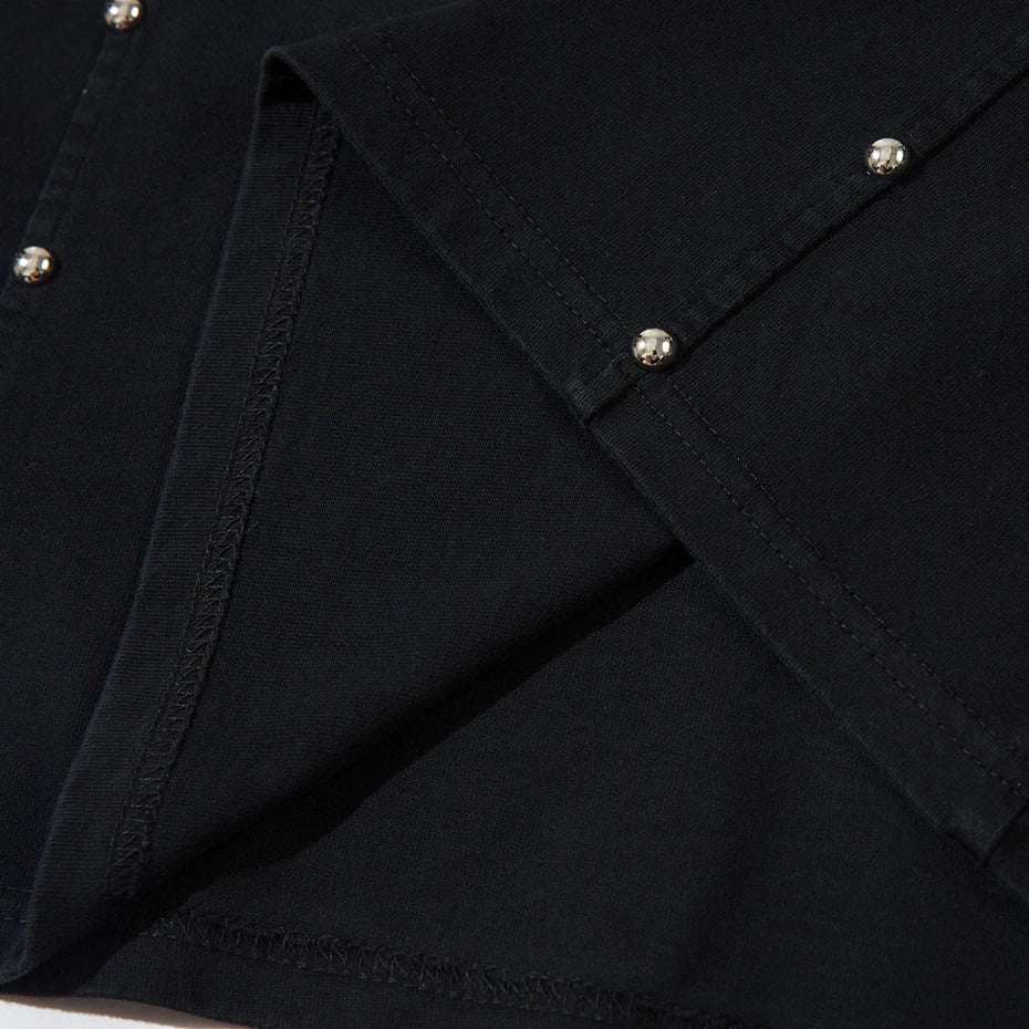 Oversized Rivet Patchwork Streetwear T Shirts