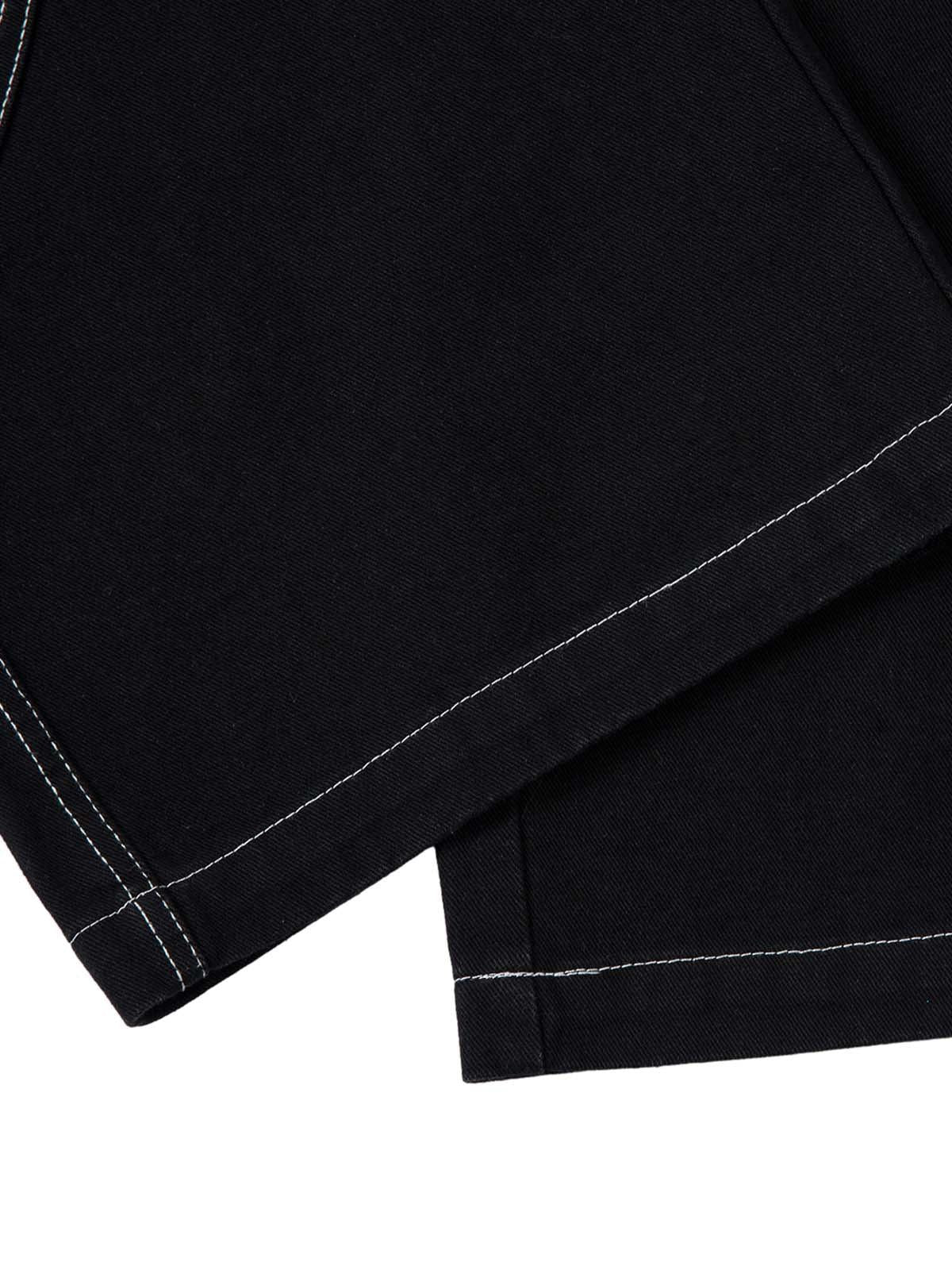 Omygoods Deconstructed Contrast Embroidered Baggy Jeans