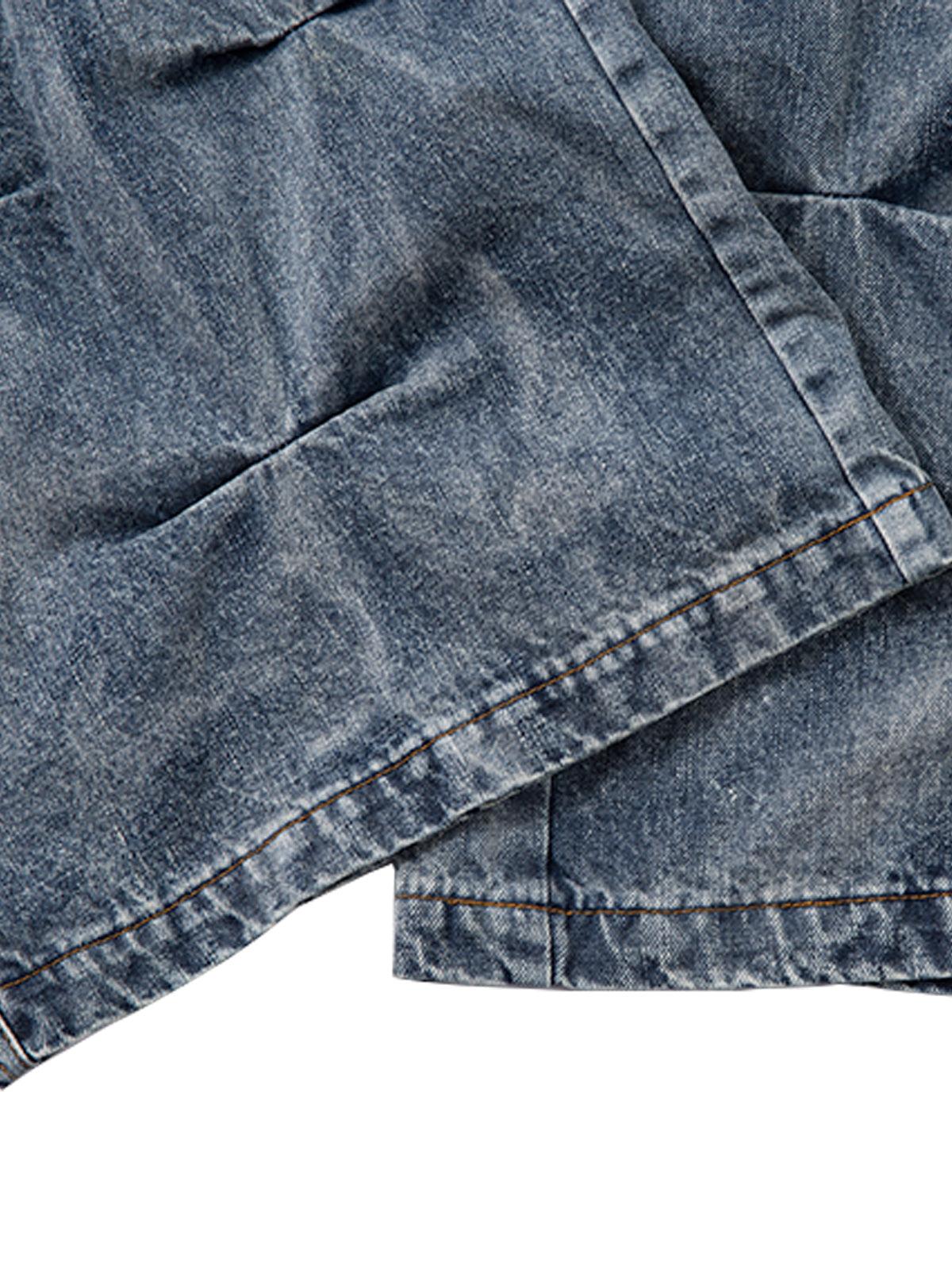 Omygoods Distressed Washed Pleated Jeans