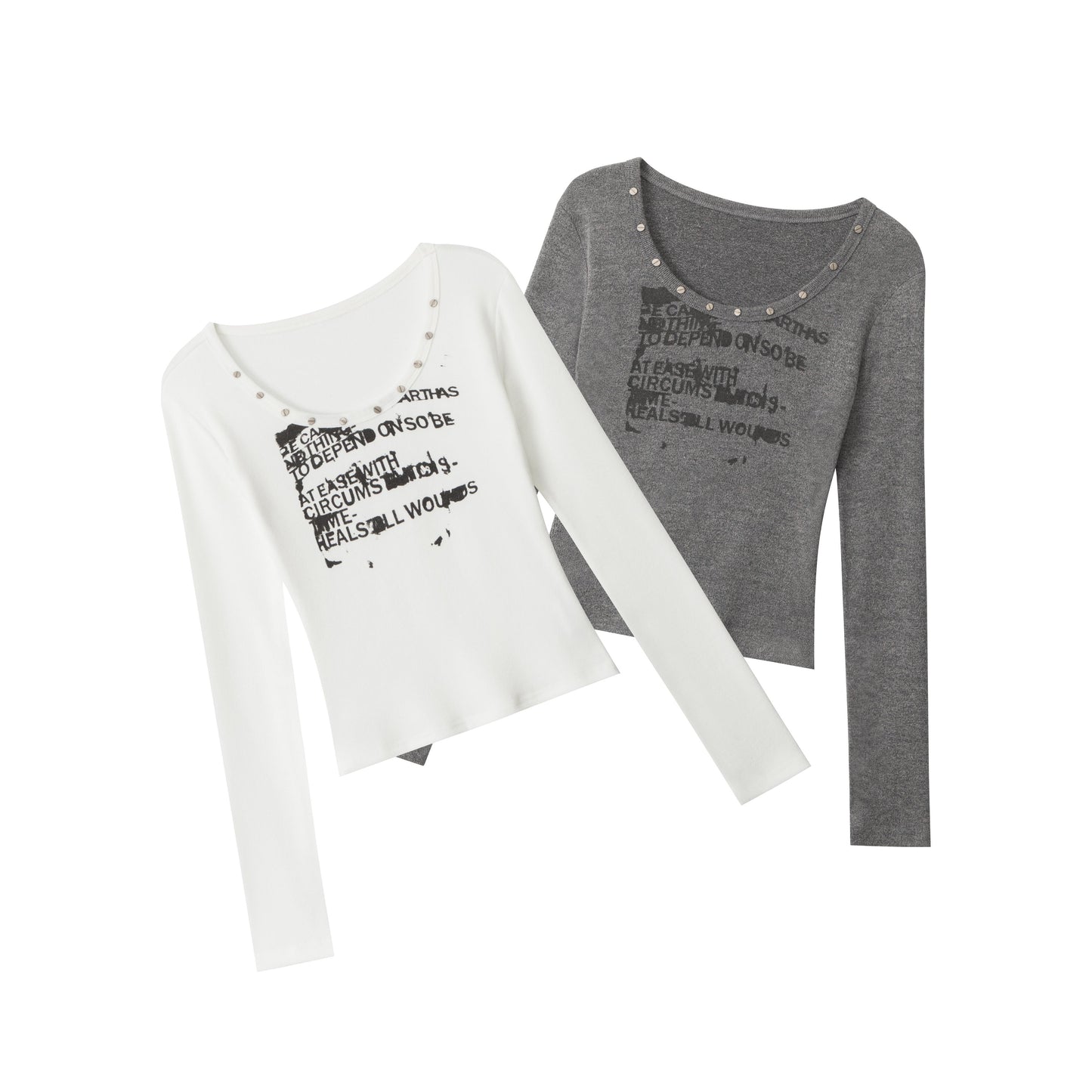 STUDDED SCRIPT | Graphic Scoop-Neck Set