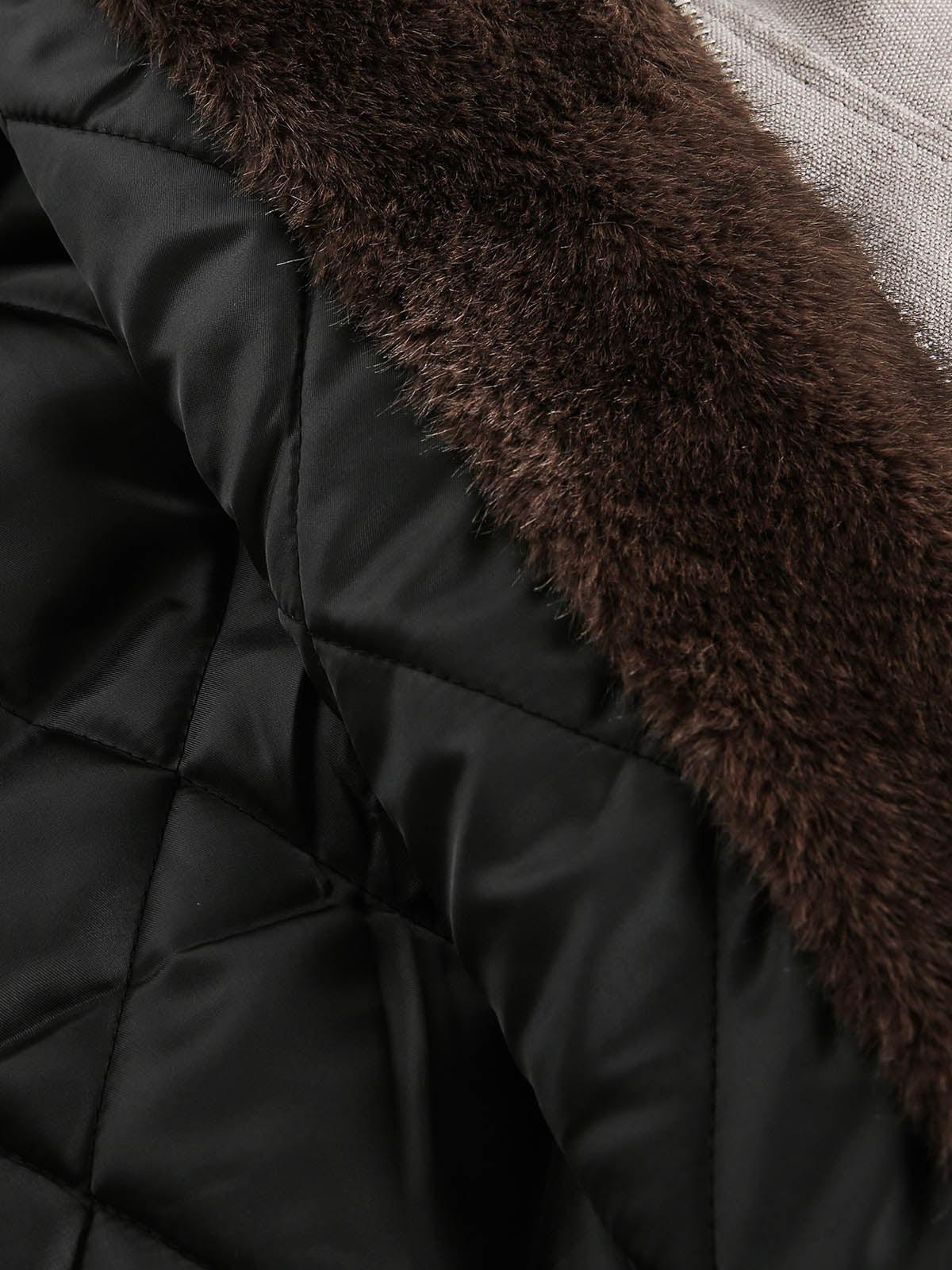 Omygoods Fur Hooded Zip Up Quilted Jacket