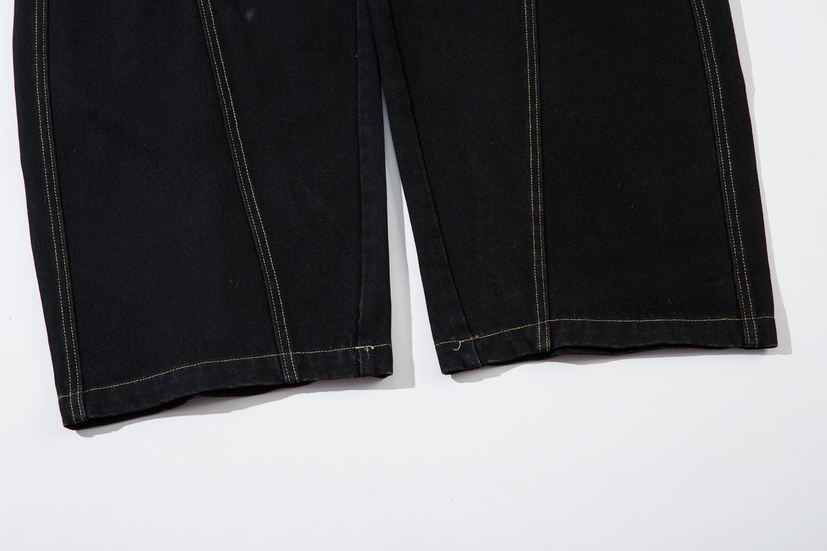 Geometric Stitch | Black Jeans for Effortless Style - OMYGOODS