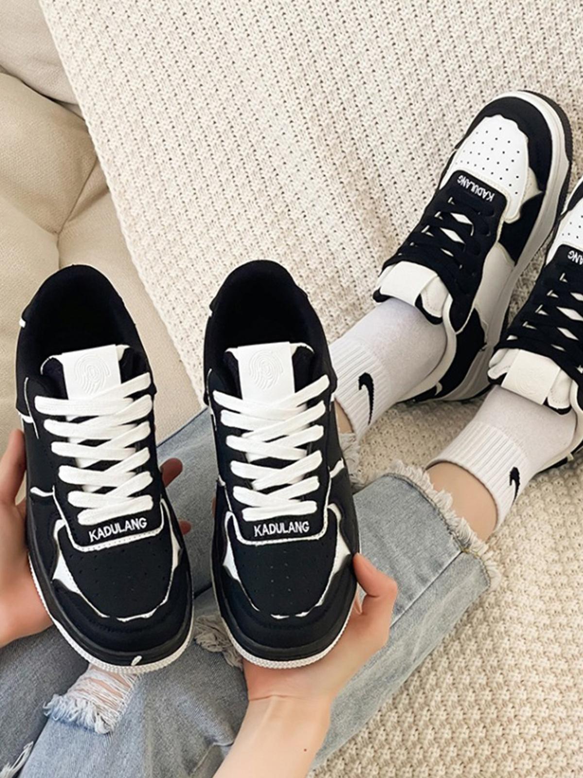 Omygoods High Street Black And White Board Casual Shoes