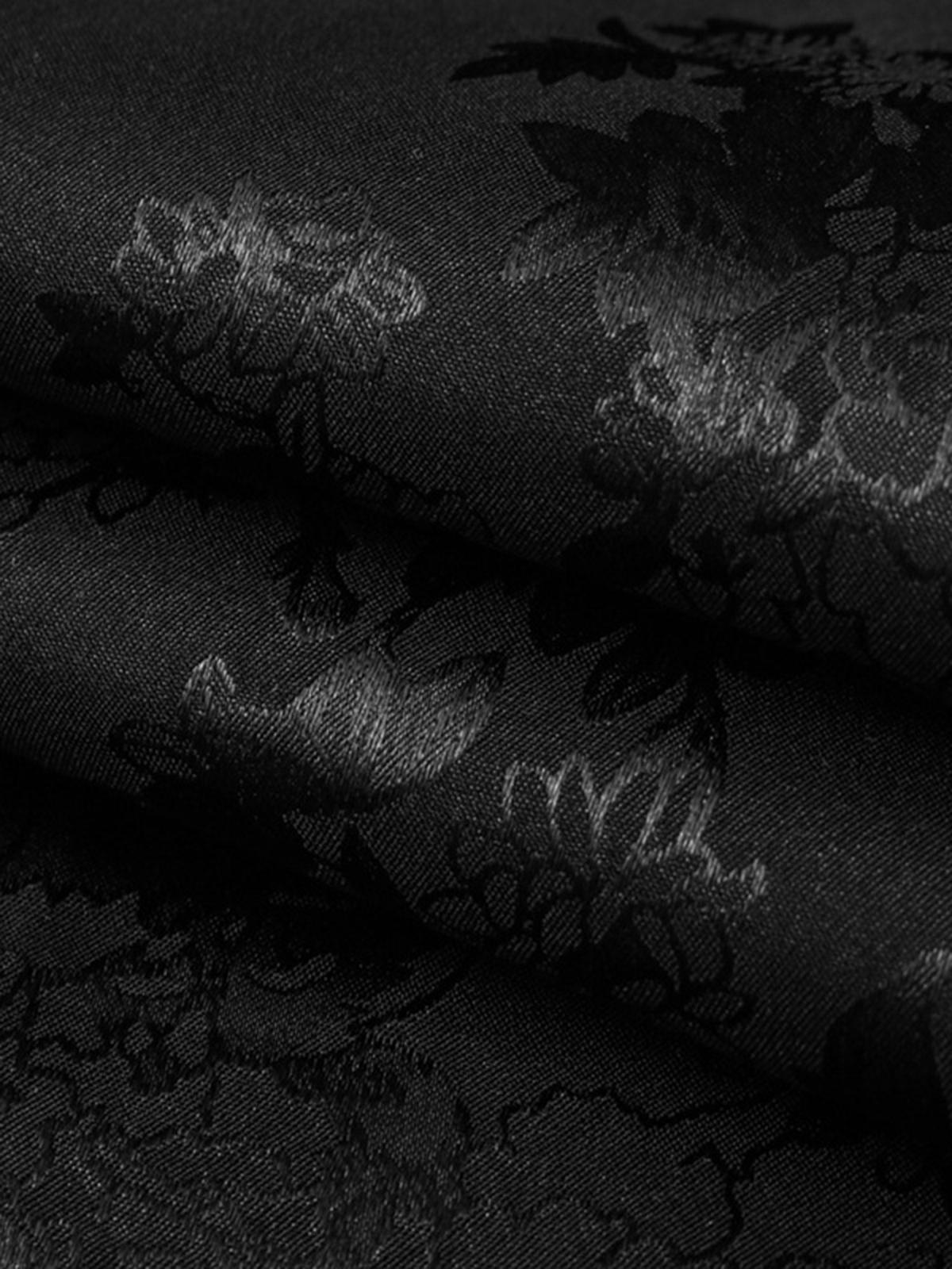 Omygoods Leaves Pattern Black Vintage Shirt