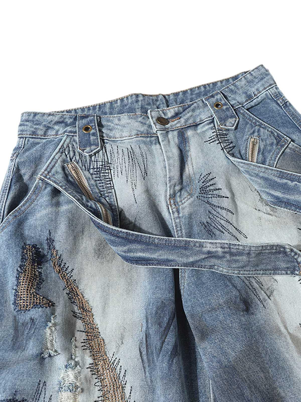 Omygoods RO Style Washed Barrel Jeans