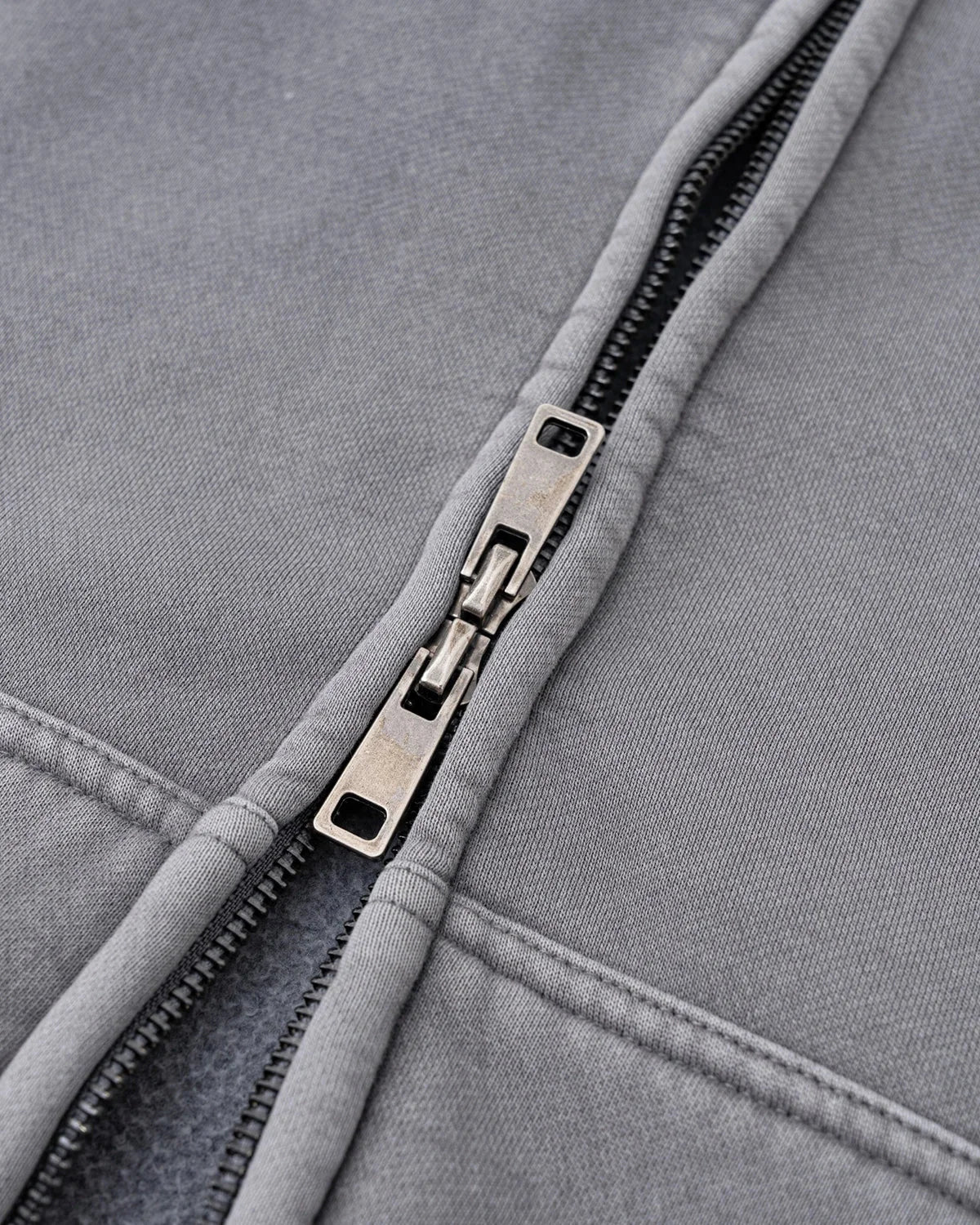 Omygoods Washed Raw Edge Boxy Zip Up Hoodie