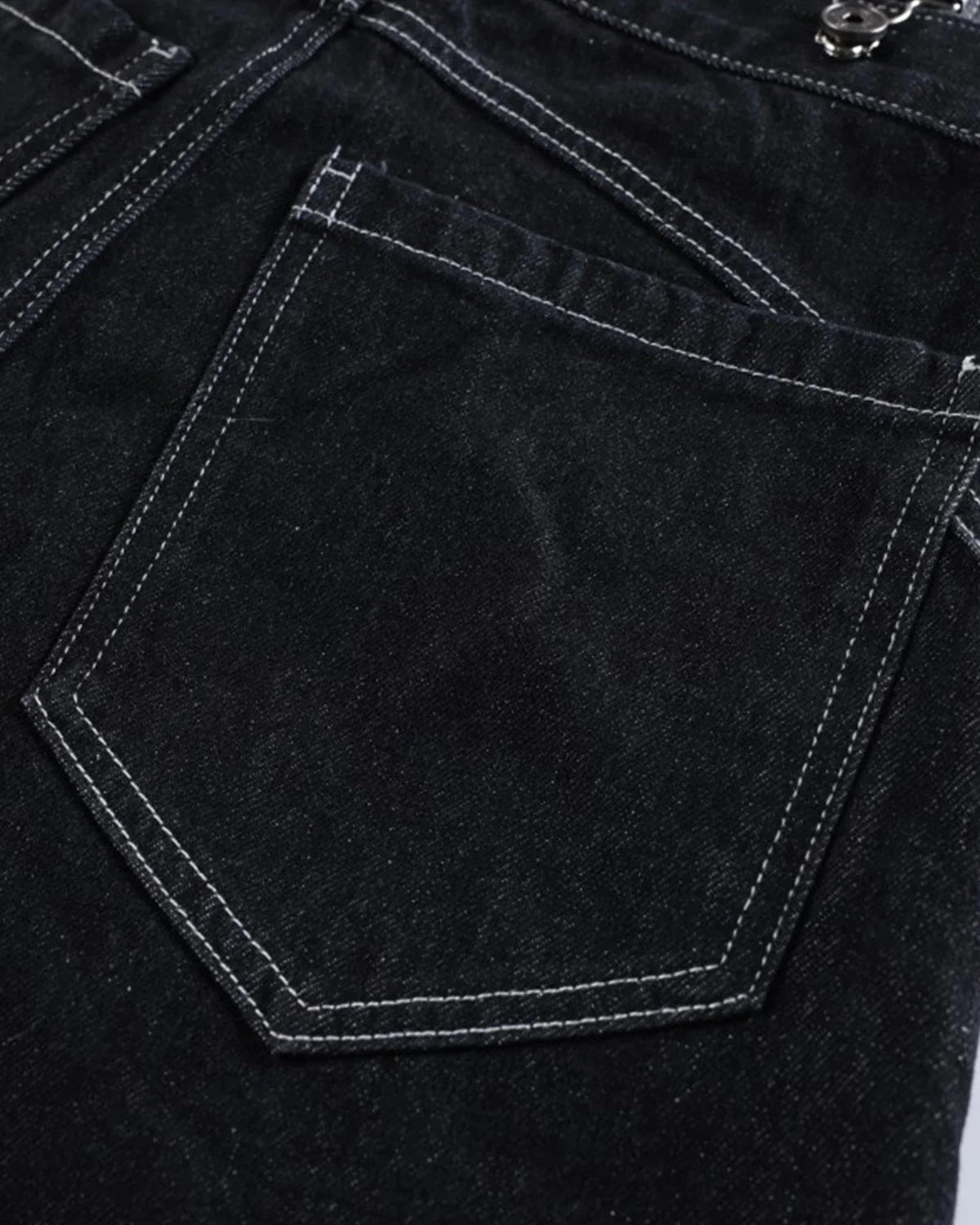 Omygoods Asymmetric Buckle Denim Overalls Jeans