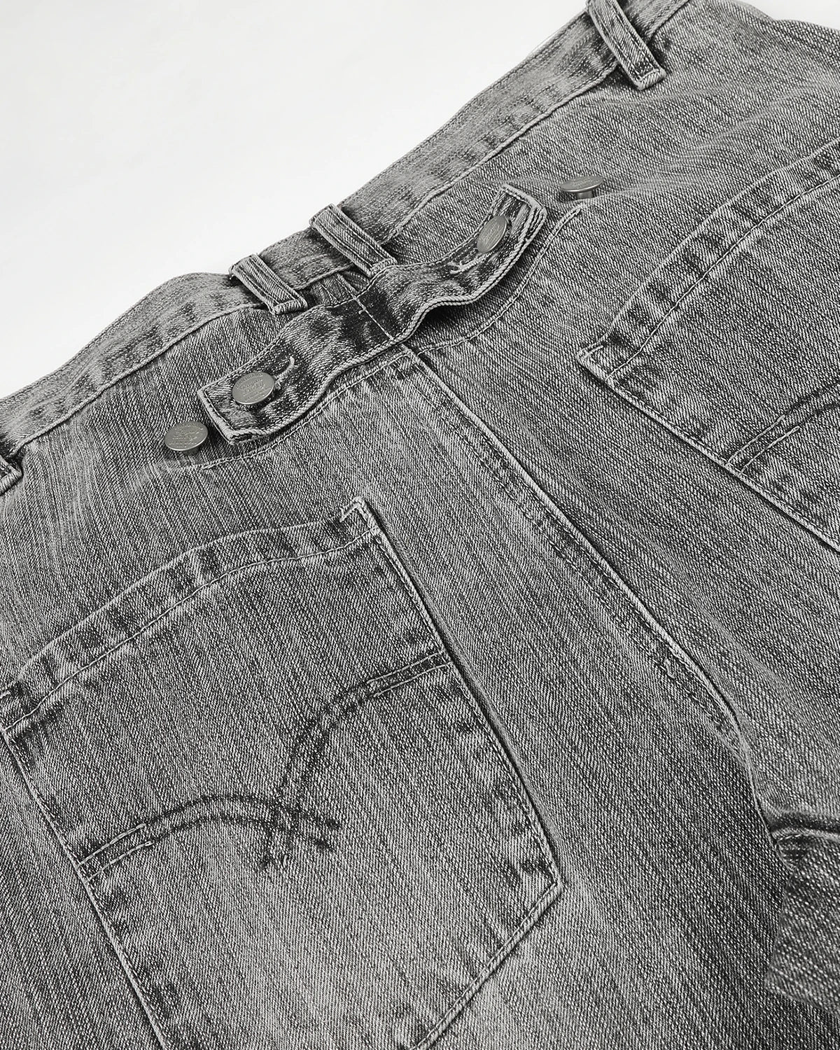 Omygoods Gray Bamboo Weave Barrel Jeans