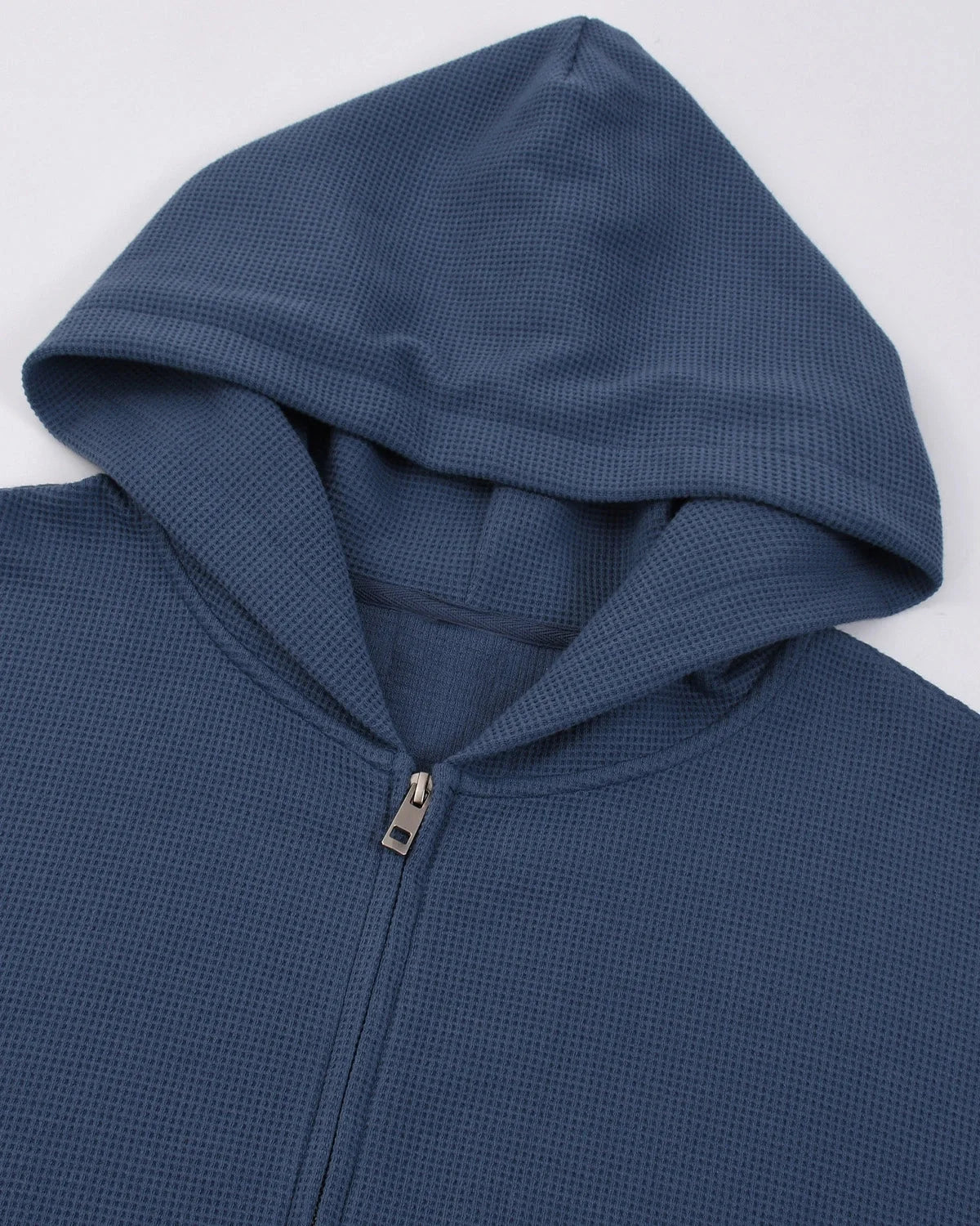 Omygoods Waffle Knit Boxy Zip Up Hoodie