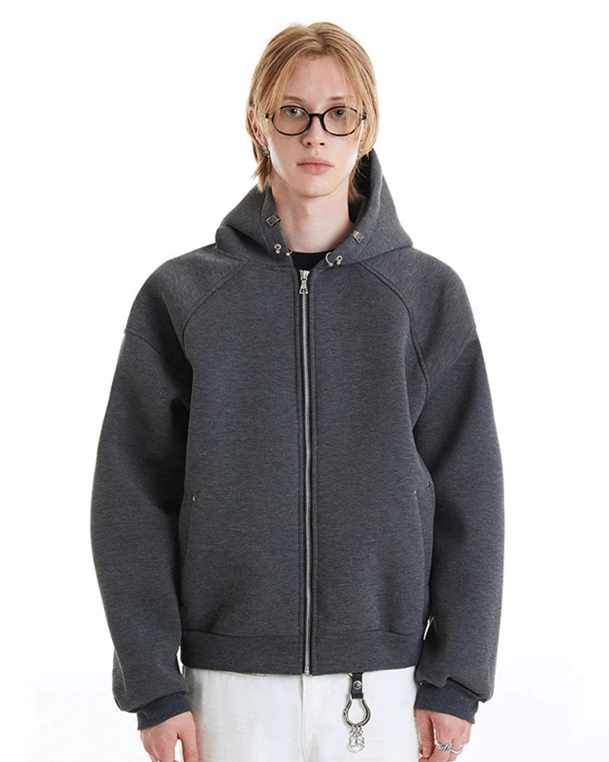 Omygoods Boxy Zip Up Hoodie