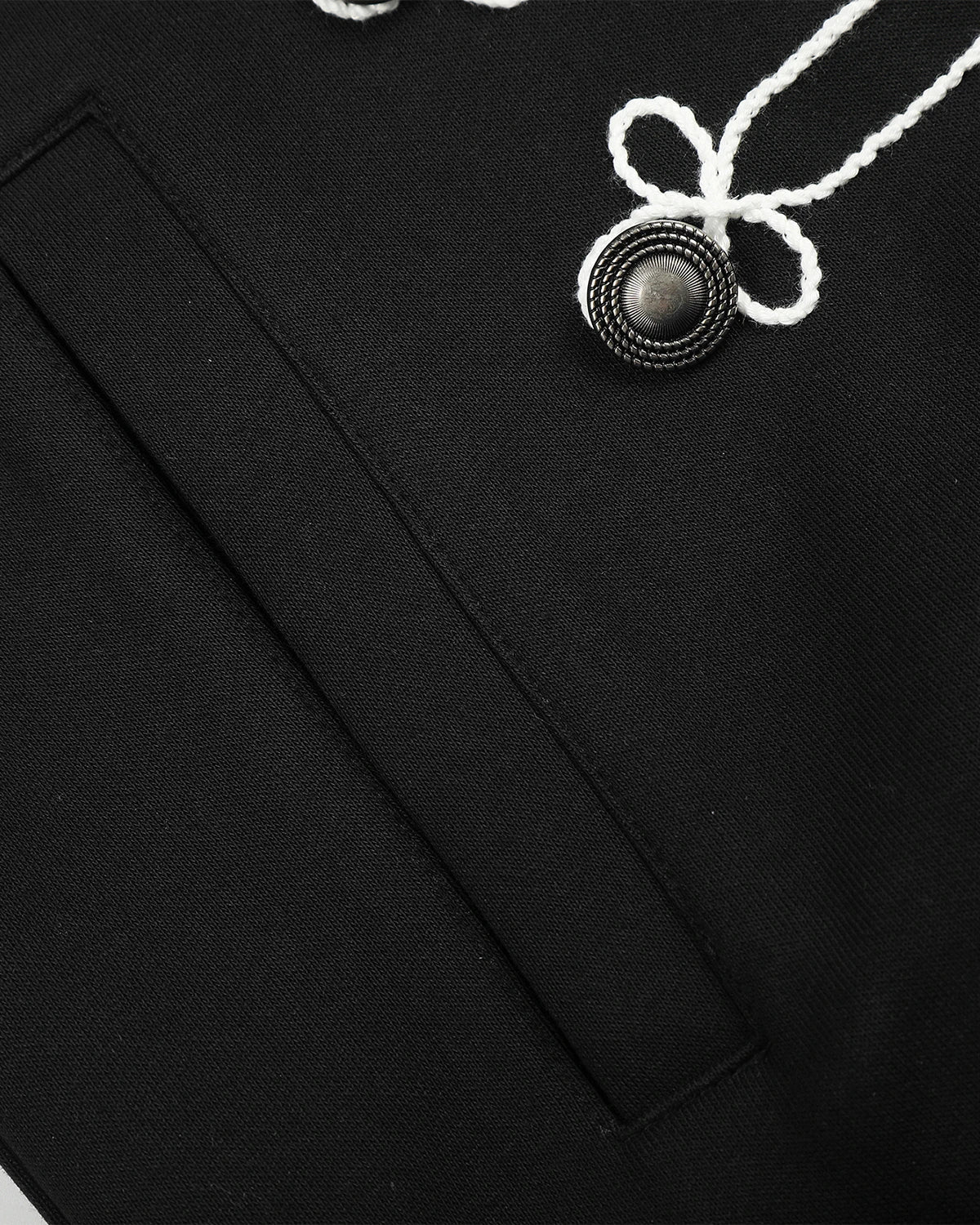 Omygoods Braided Embroidery Boxy Zip Up Hoodie