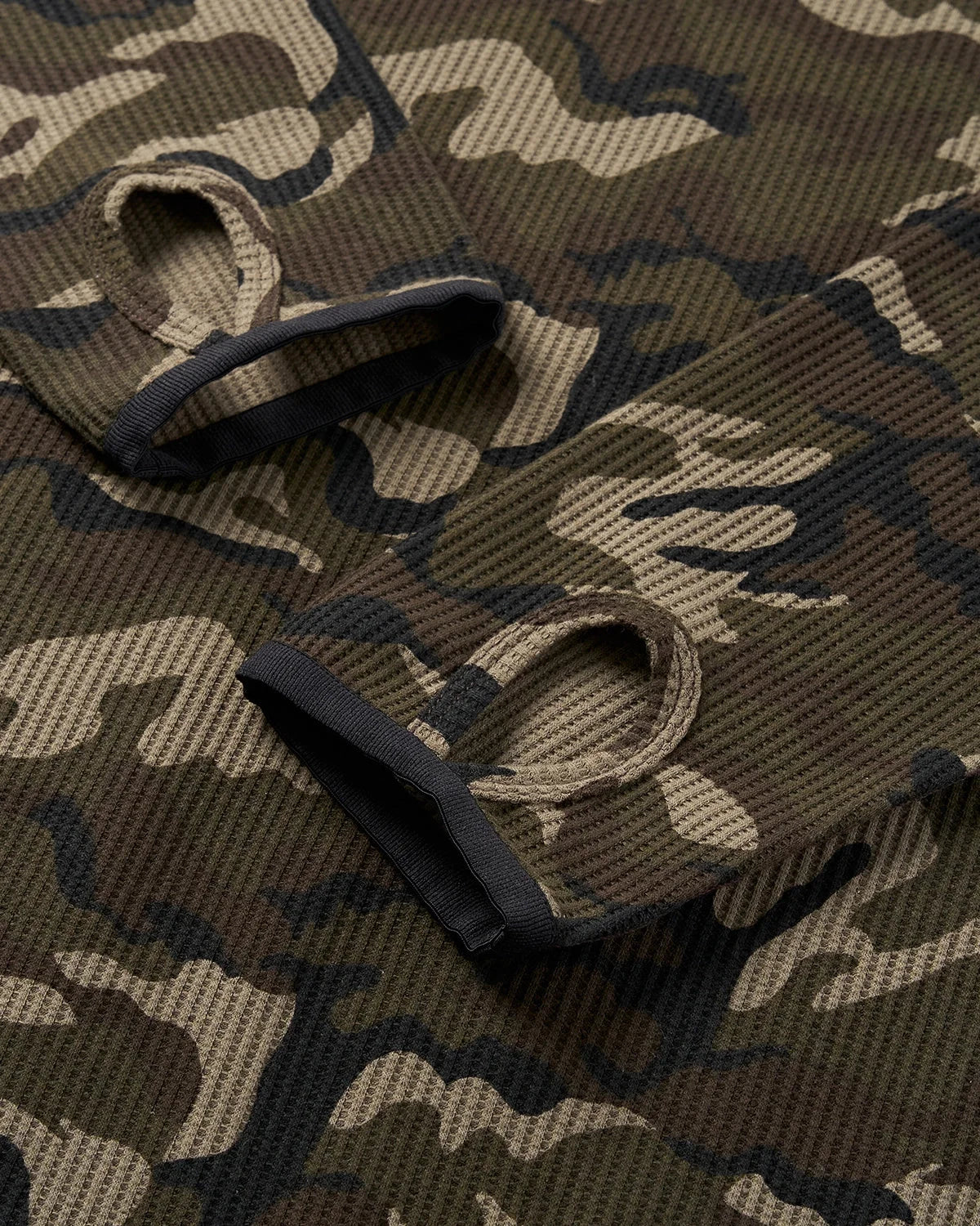 Omygoods Camo Waffle High-Neck Hoodie