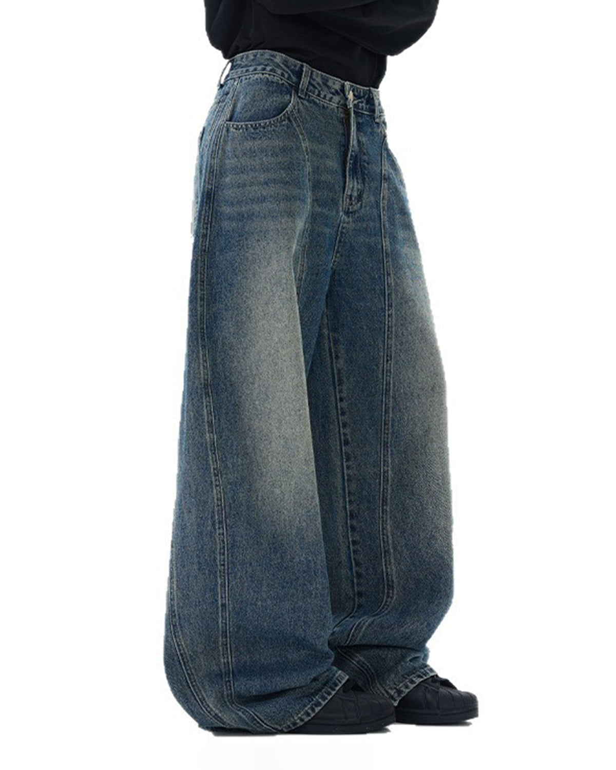 Omygoods Deconstructed Washed Barrel Jeans