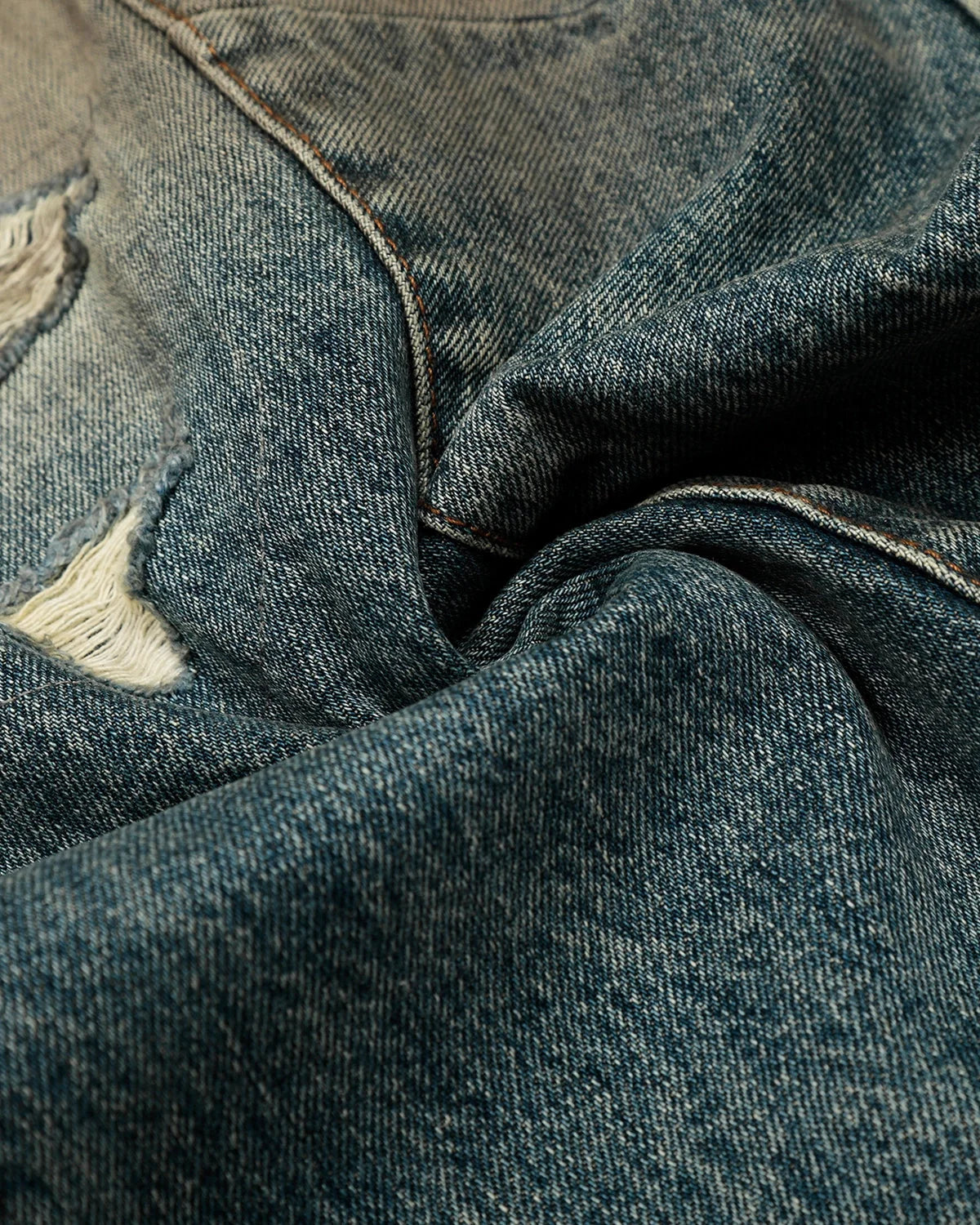 Omygoods Distressed Dirty Wash Barrel Jeans