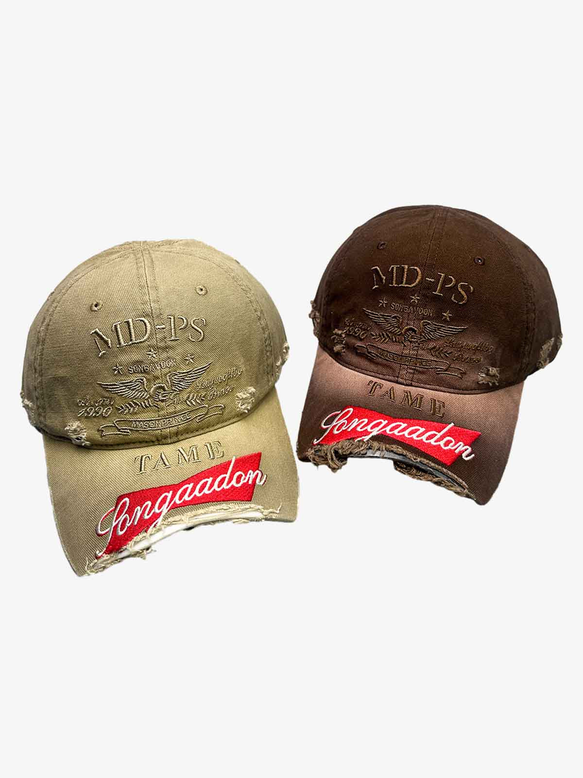 Omygoods Distressed Baseball Cap With Frayed Brim
