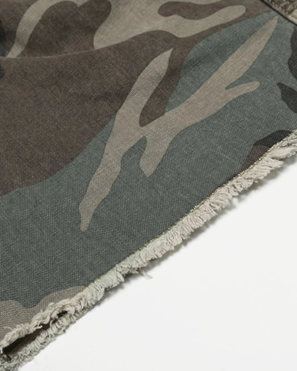 Omygoods Double Waist Camo Cargo Pants