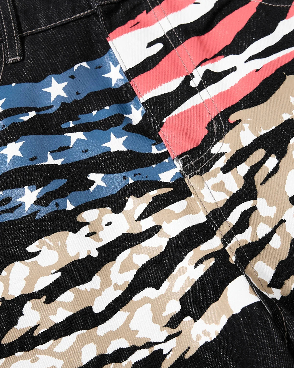 Omygoods Flag Graphic Barrel Jeans