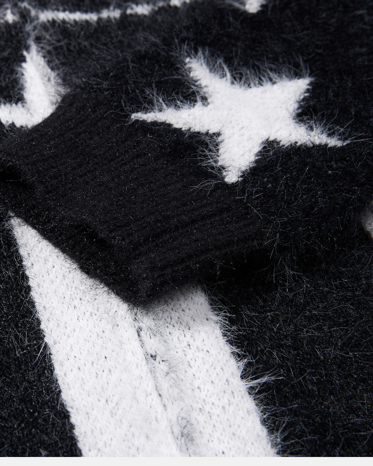 Omygoods Fuzzy Star Graphic Zip Up Sweater