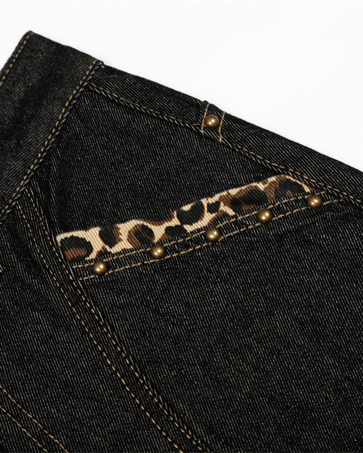 Omygoods Gothic Cross Embroidery Barrel Jeans
