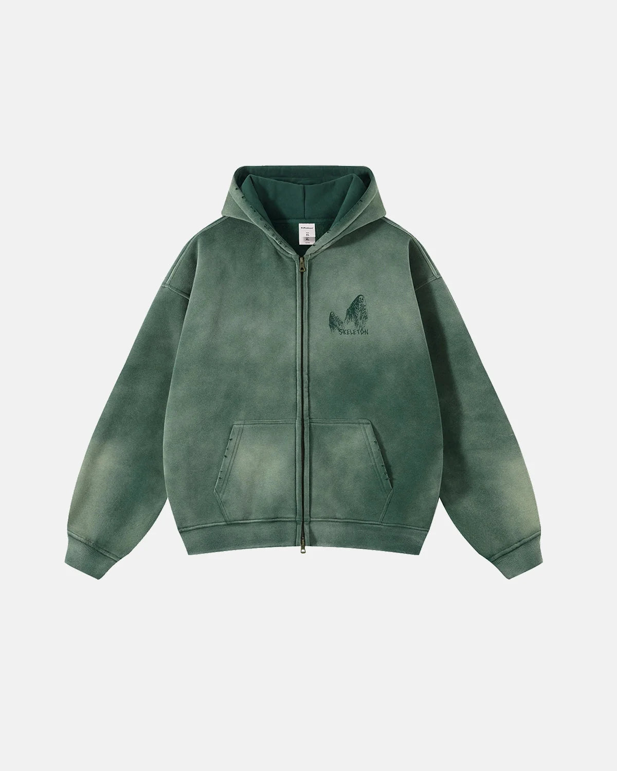 Omygoods Graphic Monkey Wash Zip Up Hoodie