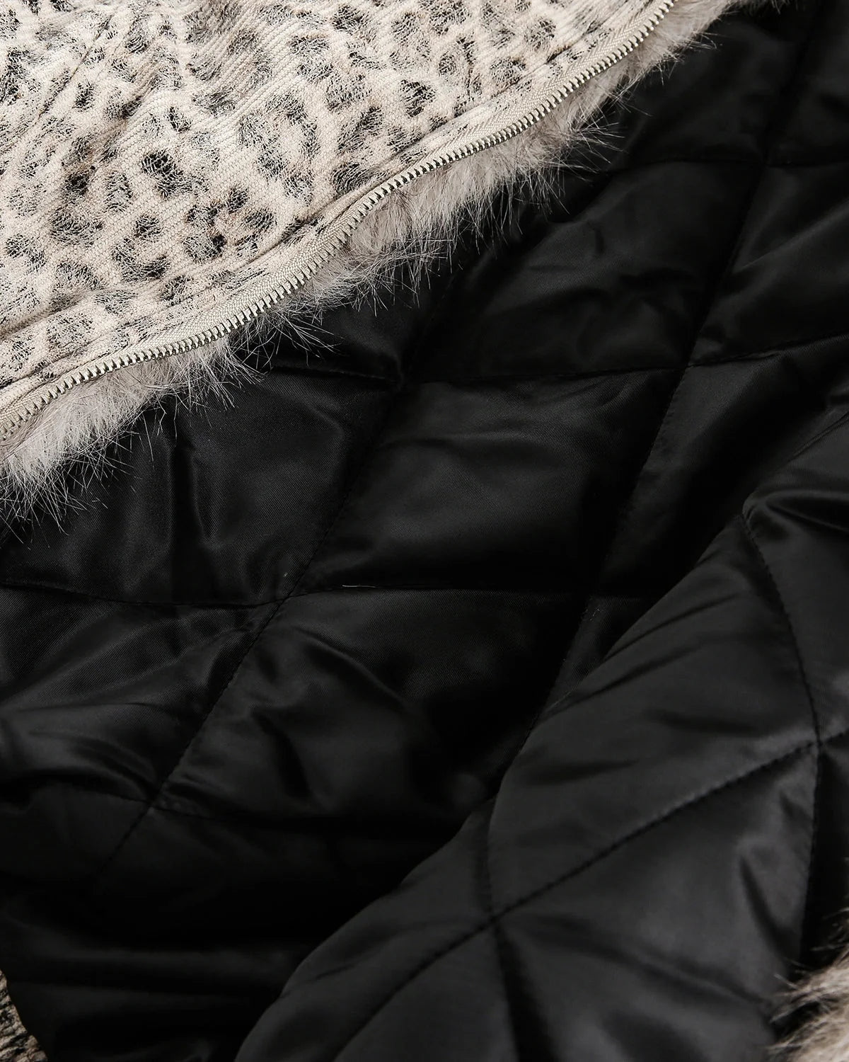 Omygoods Leopard Faux Fur Lined Bomber Jacket