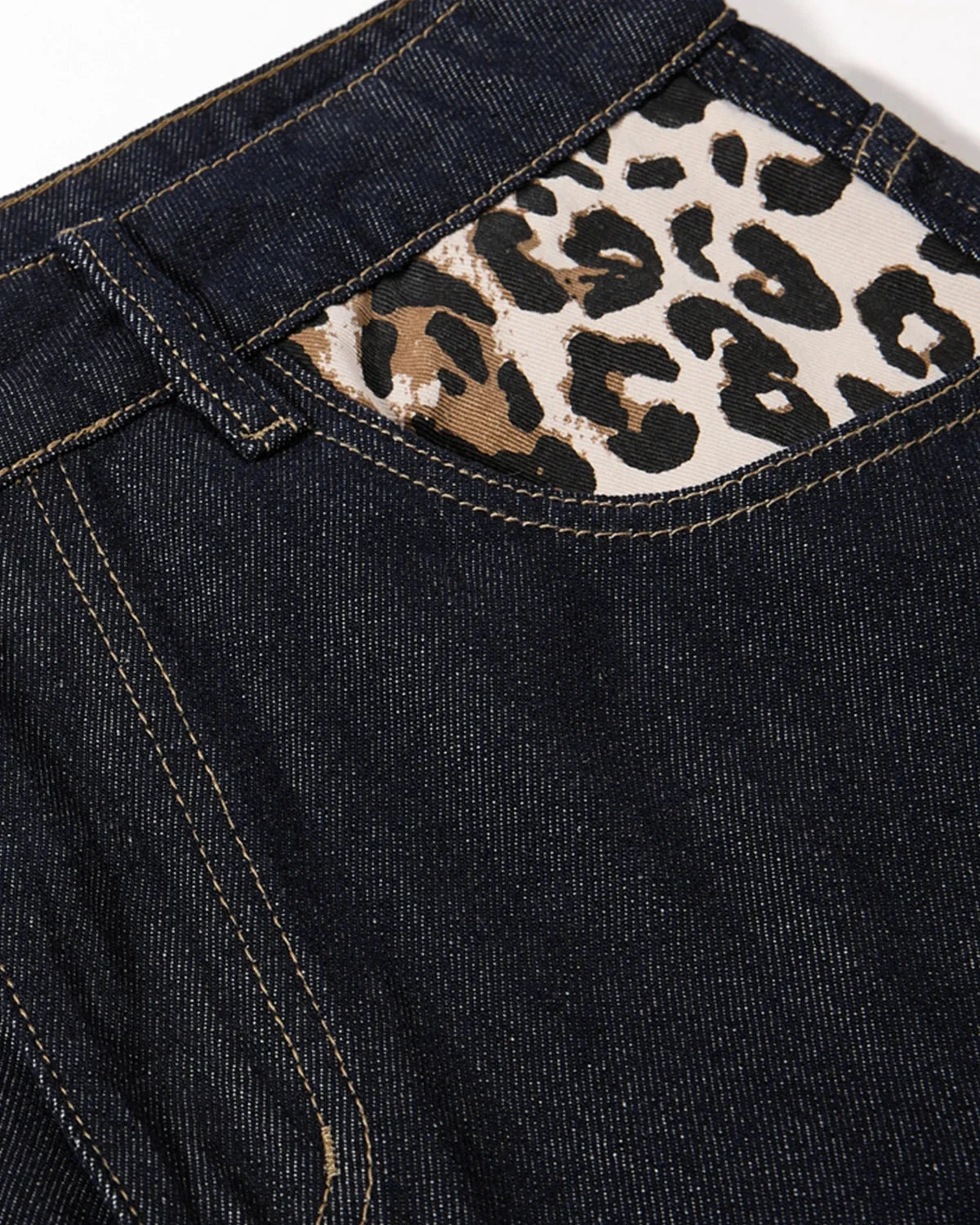 Omygoods Leopard Star Patch Barrel Jeans