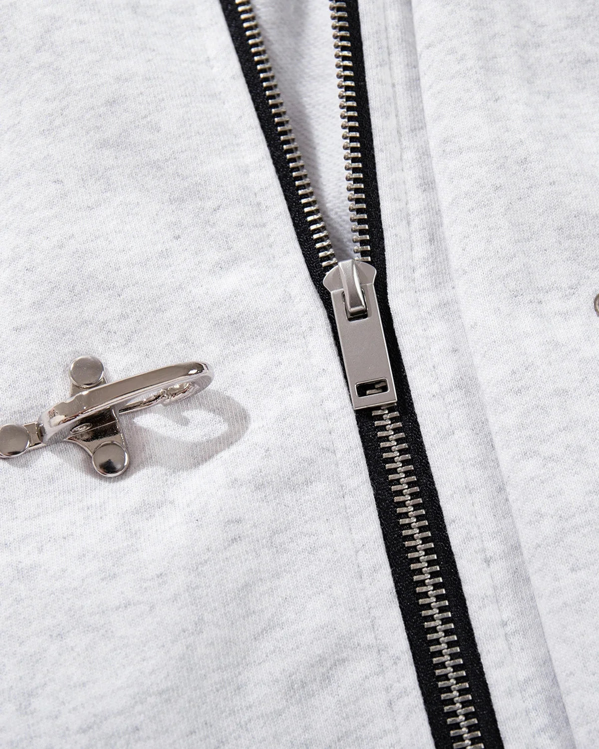 Omygoods Metal Clasp Boxy Zip Up Hoodie