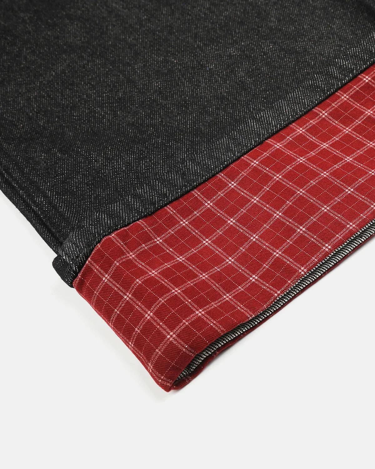 Omygoods Plaid Patchwork Cinch Back Baggy Jeans
