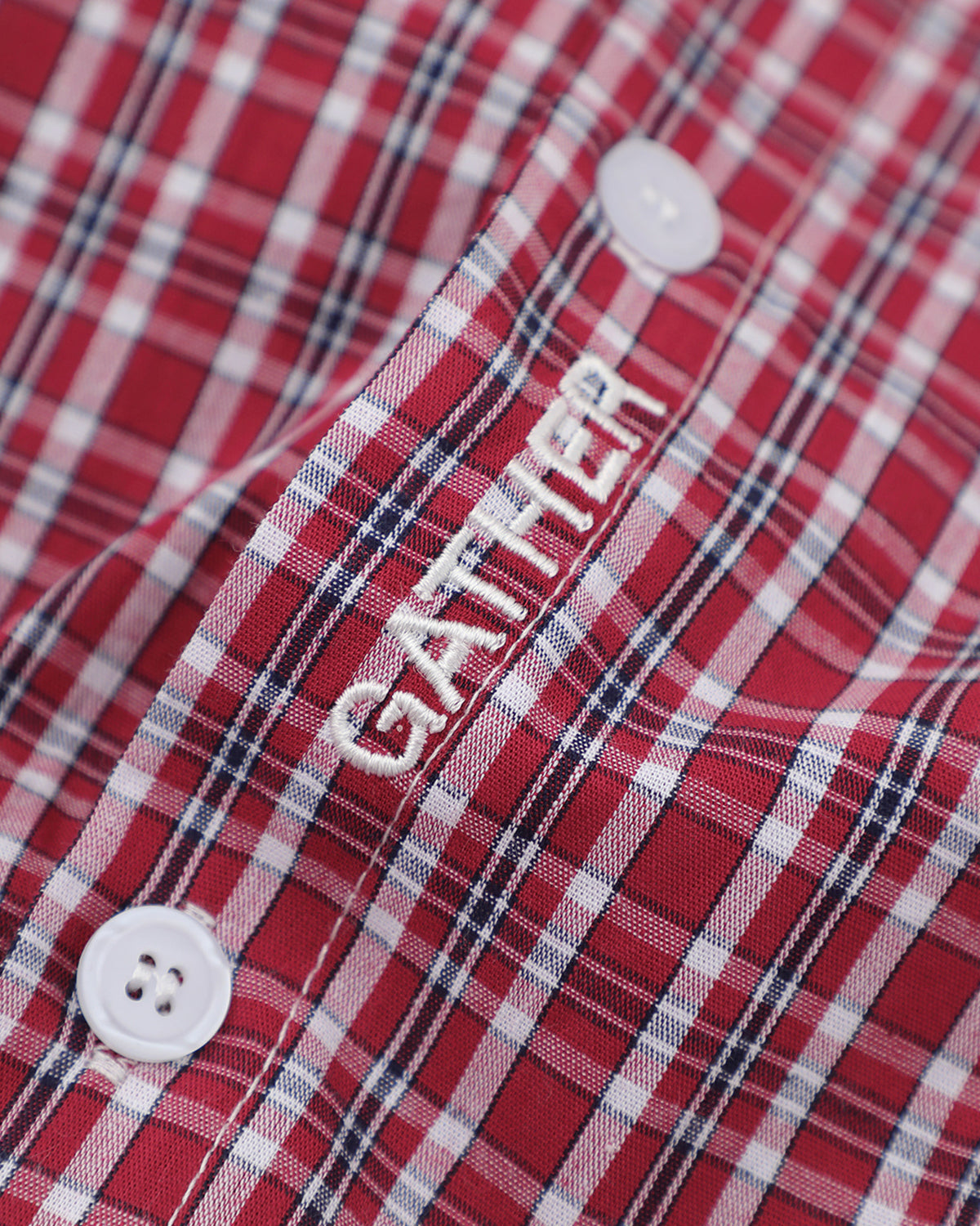 Omygoods Plaid Script Embroidered Short-Sleeve Shirt