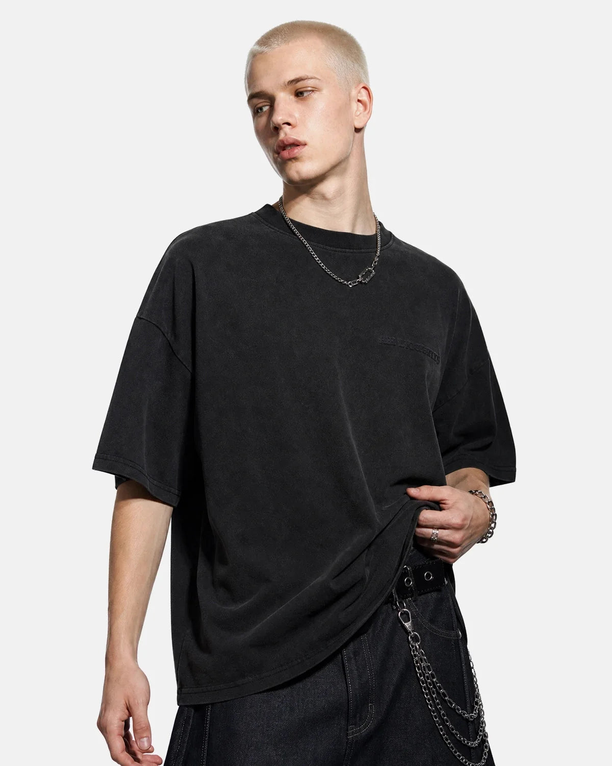 Omygoods Puff Print Washed T-Shirt
