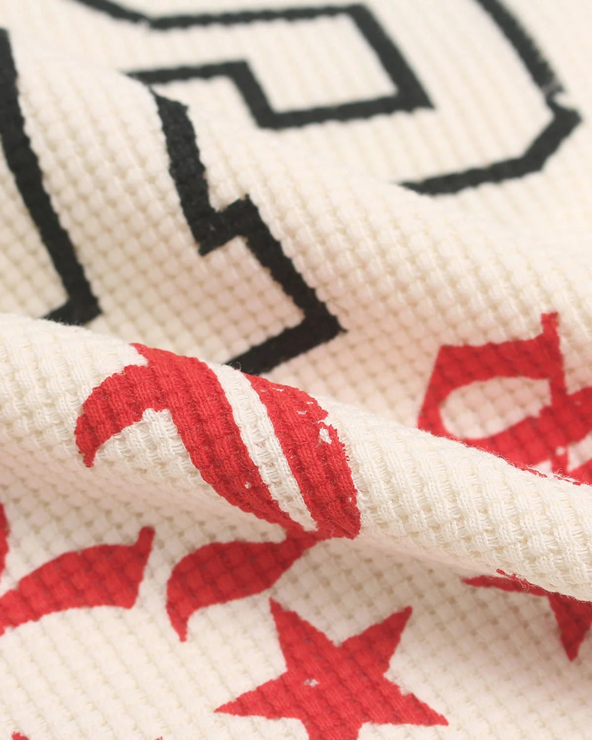 Omygoods Retro Graphic Camo Raglan Waffle T-Shirt
